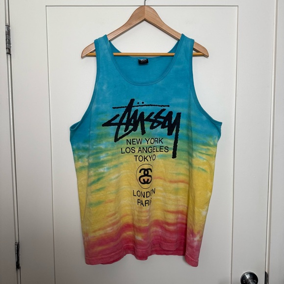 Stussy Other - Stussy Tank Top Mens Sz XL Tie Dye Logo Multicolor Psychedelic Hippie Punk